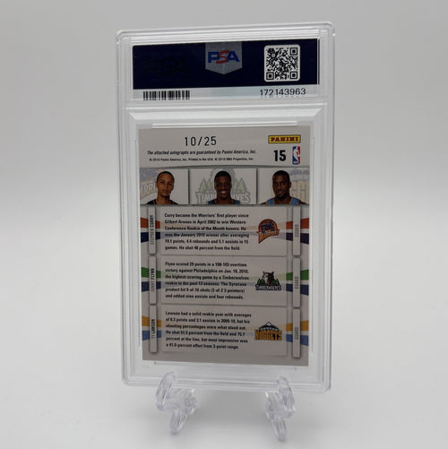 2009 Panini Season Update - Rookie Triple Auto /25 Curry/Flynn/Lawson #15 PSA 9