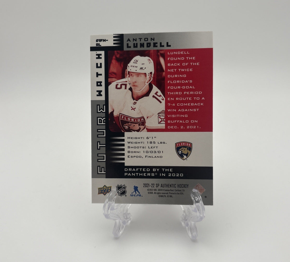 2021-22 Upper Deck Sp Authentic - Future Watch /900 Anton Lundell #01FW-AL