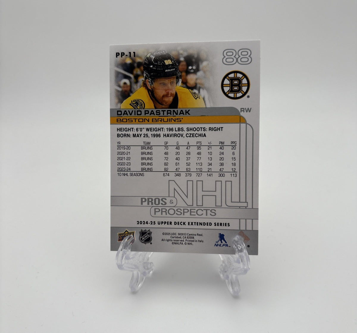 2024-25 Upper Deck Extended Series - Pros & Prospects David Pastrnak #PP-11