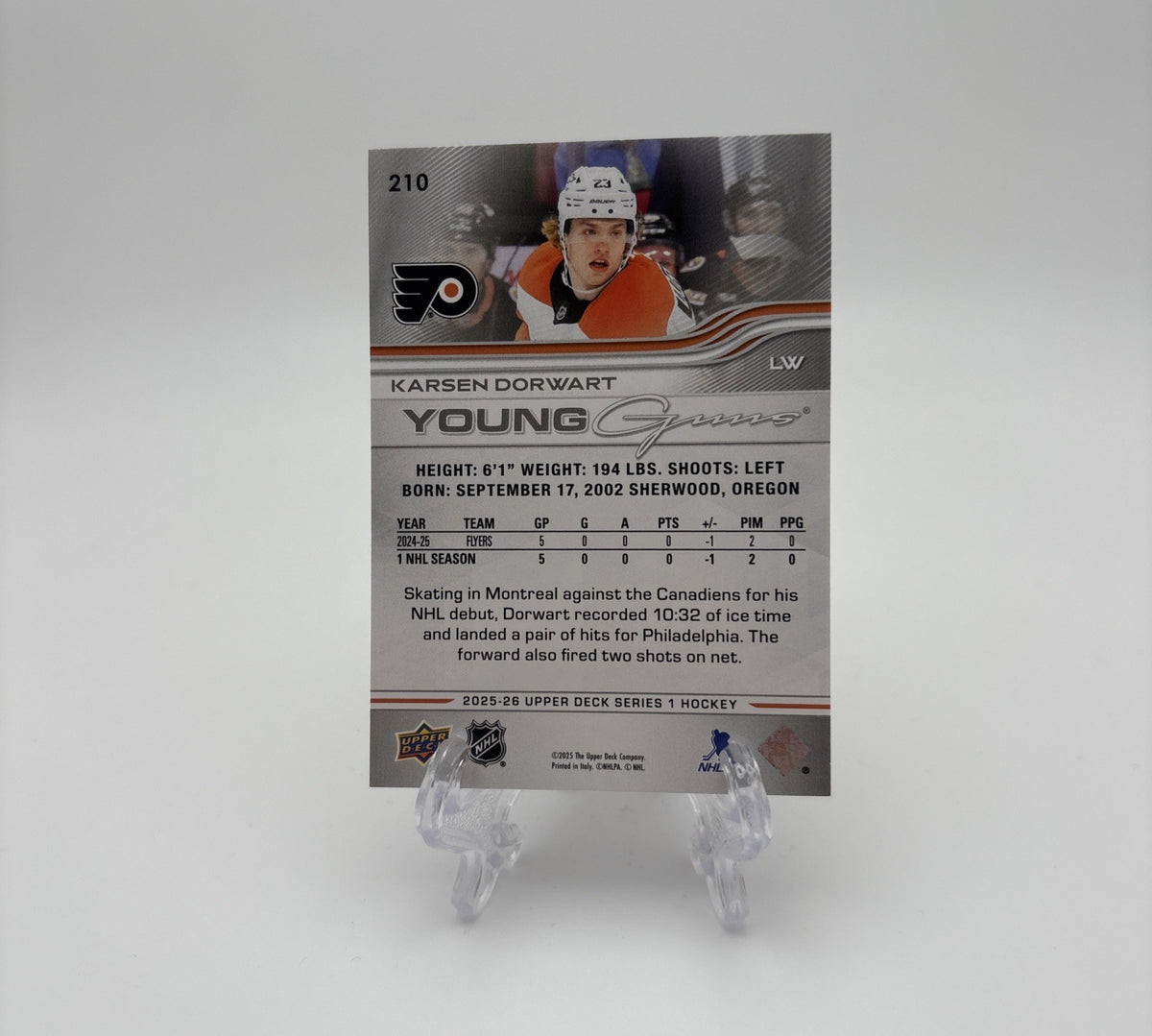 2025-26 Upper Deck Series 1 - Young Guns Karsen Dorwart #210