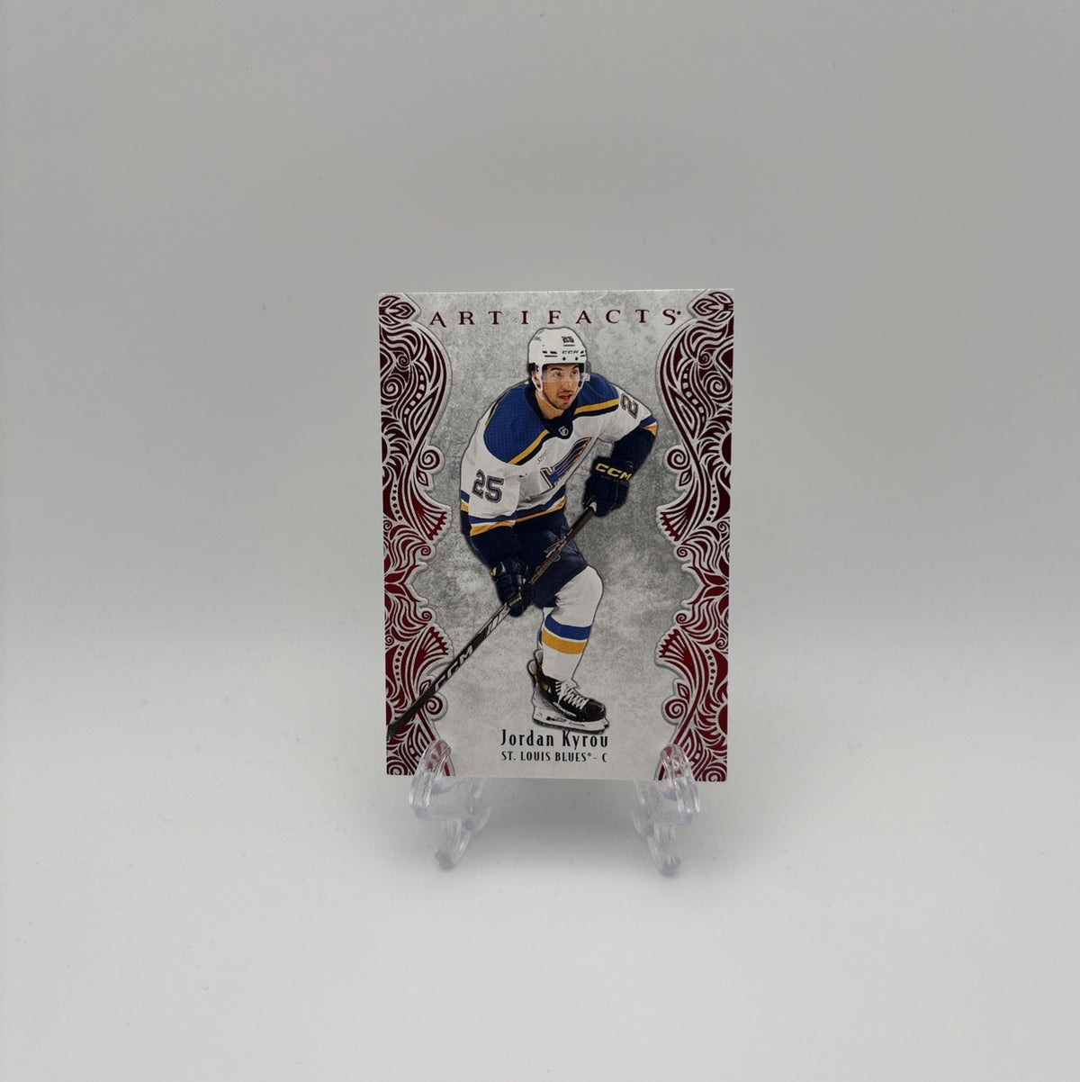 2025-26 Upper Deck Artifacts - Ruby Red /599 Jordan Kyrou #53 - Blues