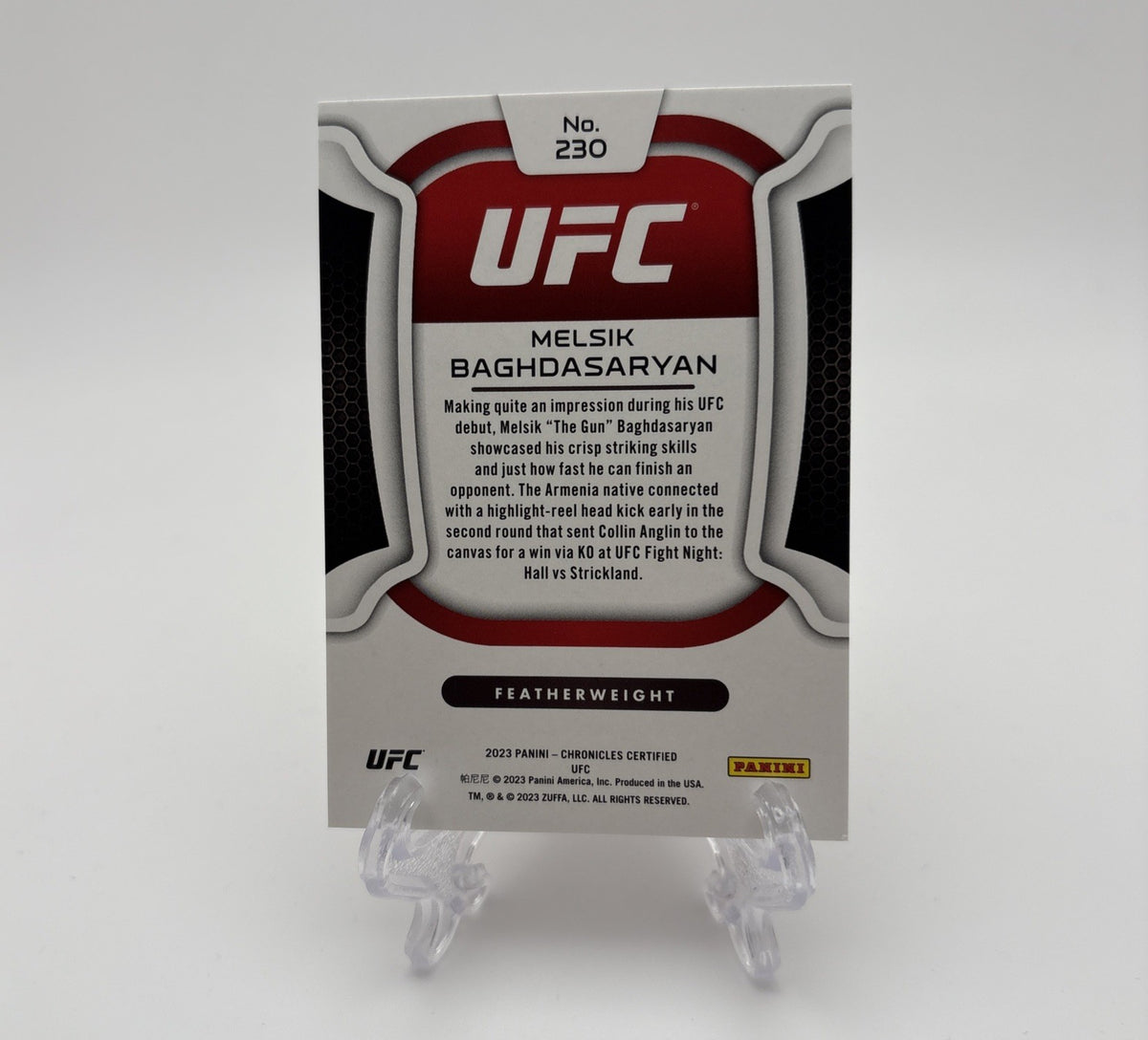 2023 Panini Chronicles Certified UFC - Rookie (RC) /25 Melsik Baghdasaryan #230