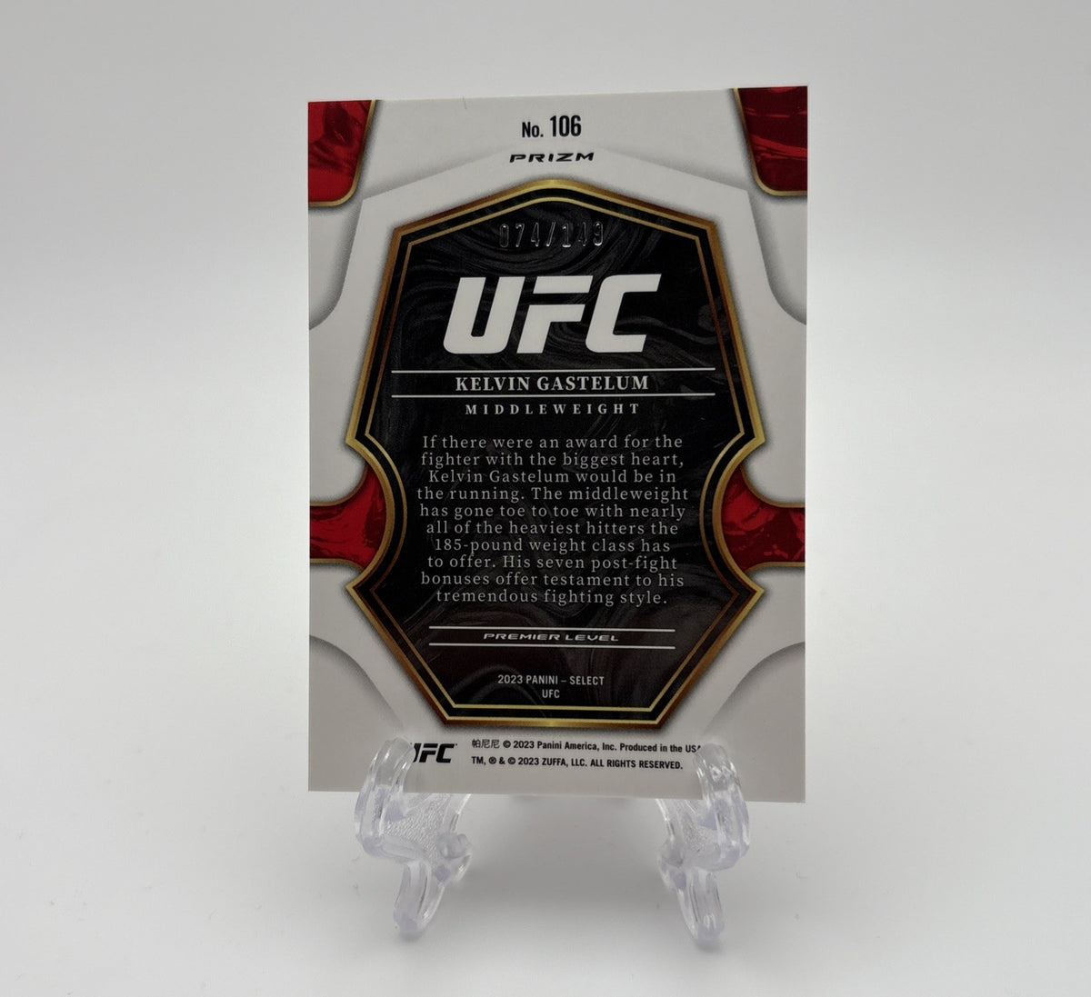 2023 Panini Select UFC - Premier Level Prizm Red /149 Kelvin Gastelum #106