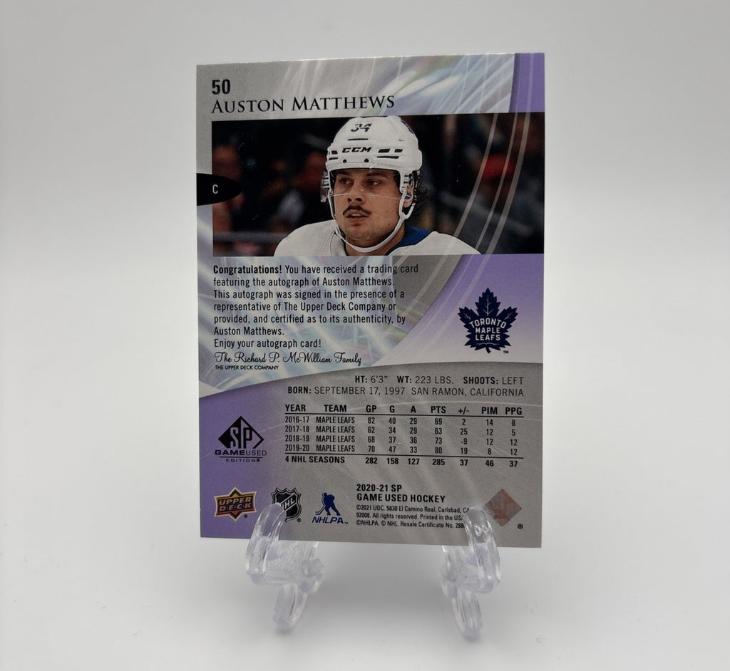 2020-21 Upper Deck SP Game Used Auto /5 Auston Matthews #50 Toronto Maple Leafs