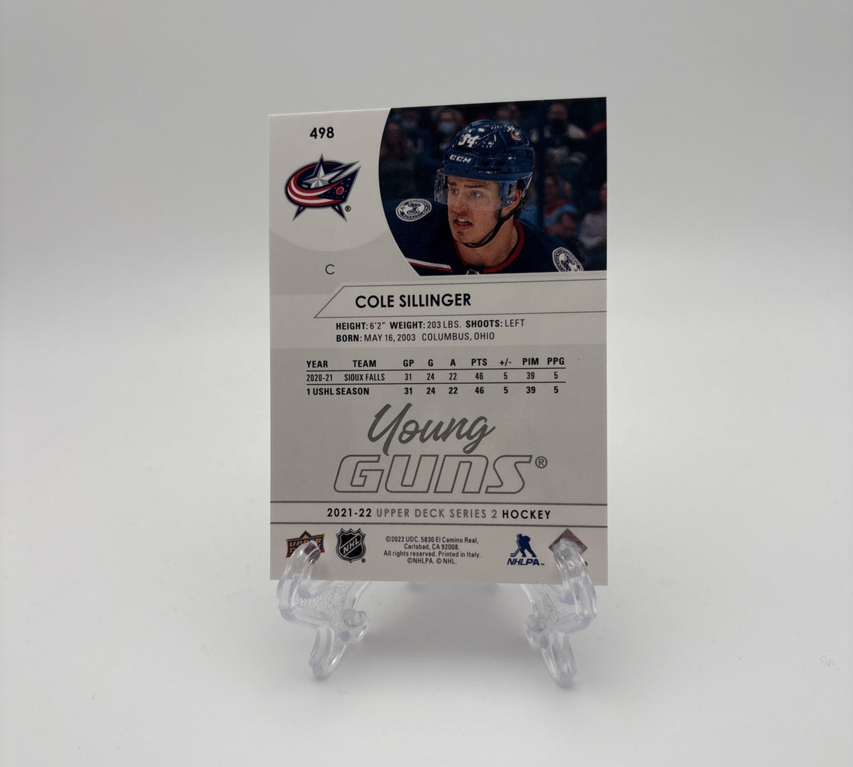 2021-22 Upper Deck Series 2 - Young Guns Cole Sillinger #498