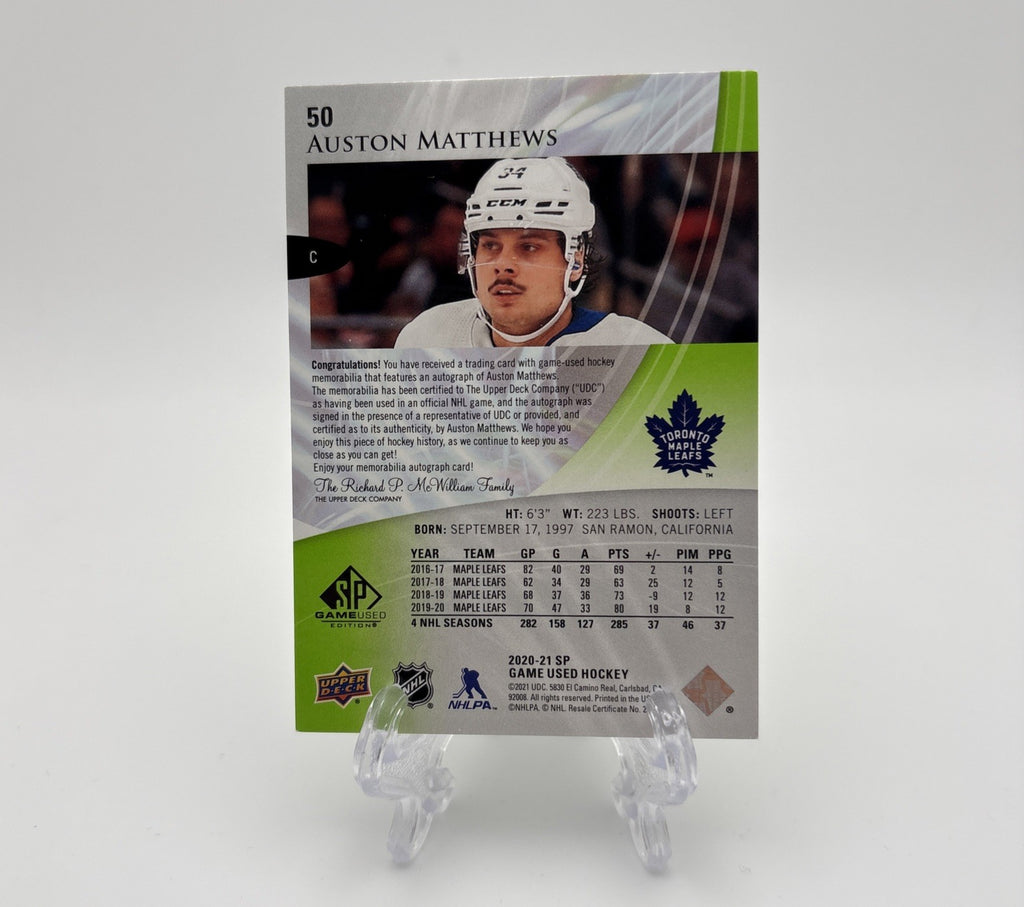 2020-21 Upper Deck SP Game Used - Premium Auto Patch /5 Auston Matthews #50